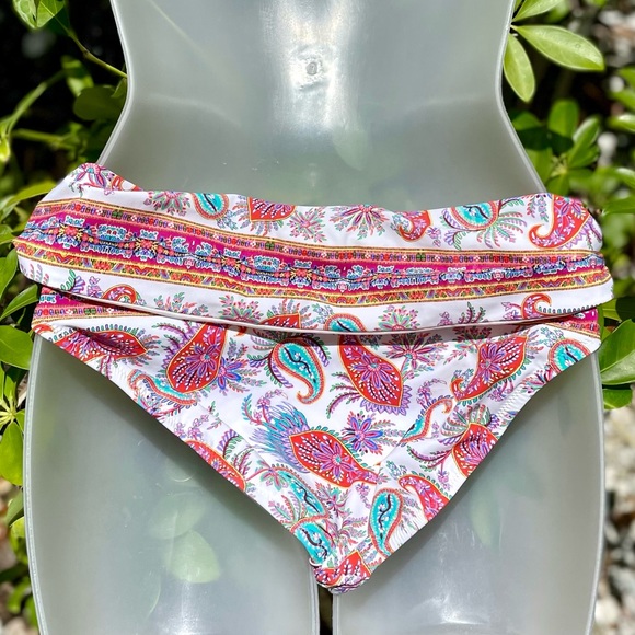Anthropologie Nanette Lepore Bikini Bottom Size S Multi Paisley Foldover Hipster - Picture 5 of 11